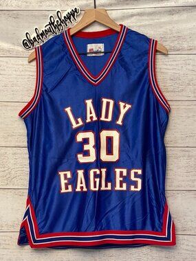 Vintage 00s Speedline Red White Blue Lady Eagles Basketball Jersey XL
